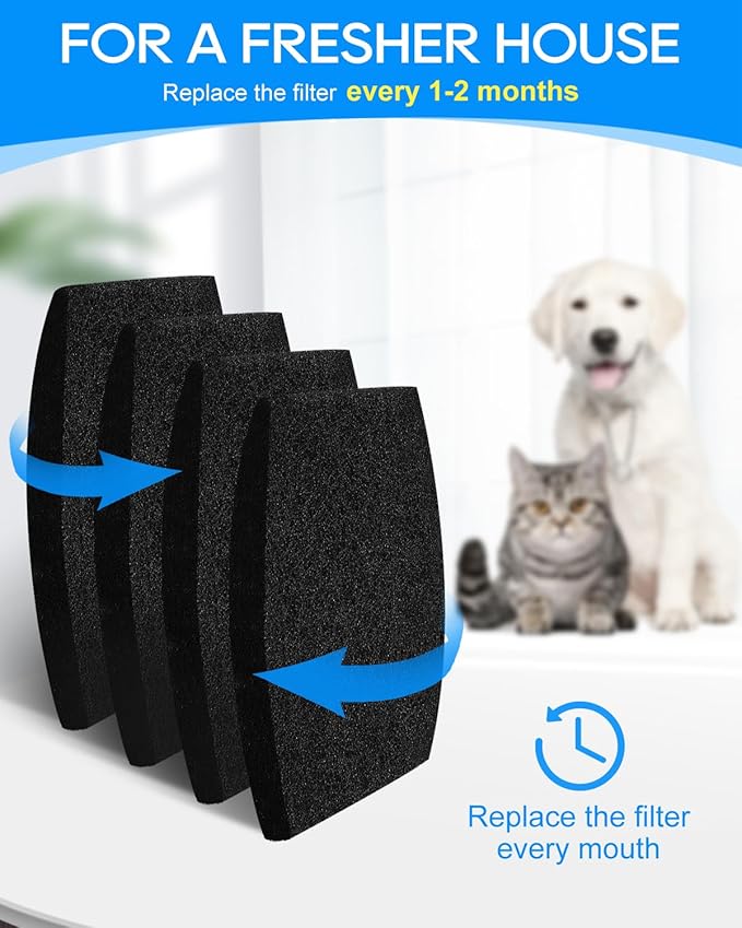 2X Thicker Filter Compatible with Petmate Booda Dome Cat Litter Box Filter, Cat Litter Box Filters Replacement for Clean Step Dome Litter Boxes for Cats, 4 Pack