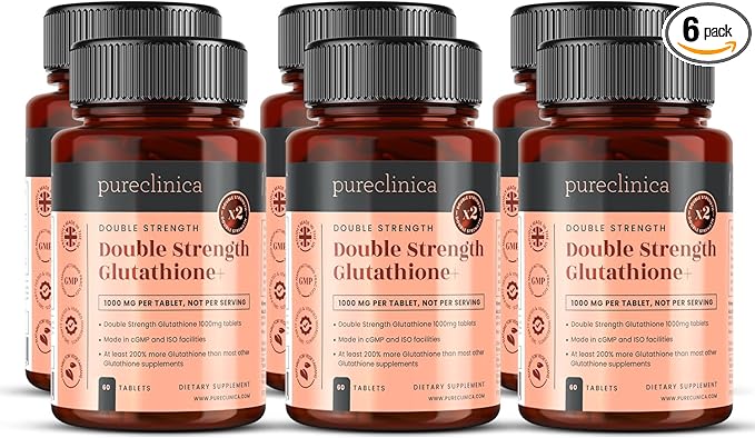 Glutathione 1000mg x 360 Tablets (6 Bottles of 60)- w/500mg Glutathione, 300mg ALA, and 200mg VIT C per Tablet
