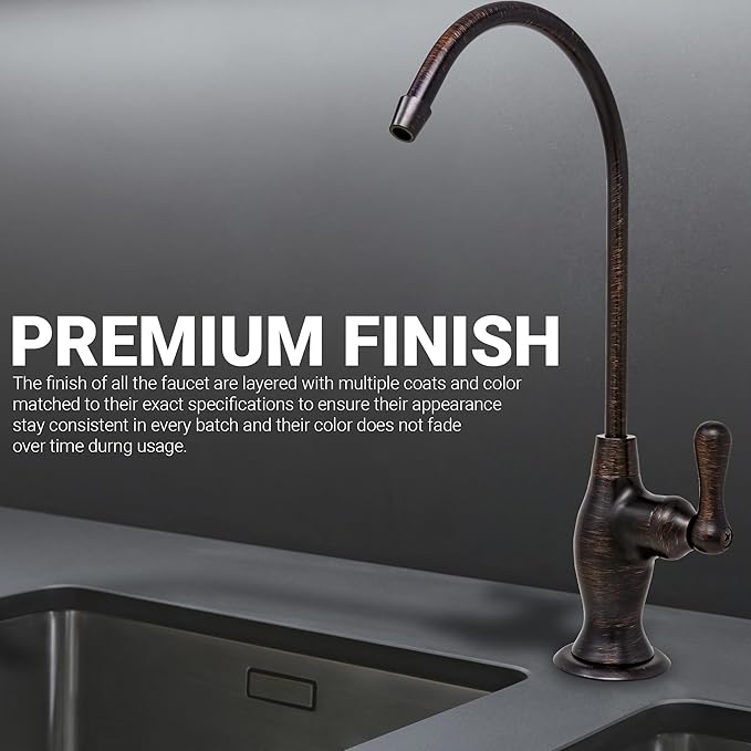 Non-airgap RO Faucet Reverse Osmosis Drinking Water Filtration System Water Dispenser Spout (Venetian Bronze). Vase Style with Faucet Wrench. NSF Certified.