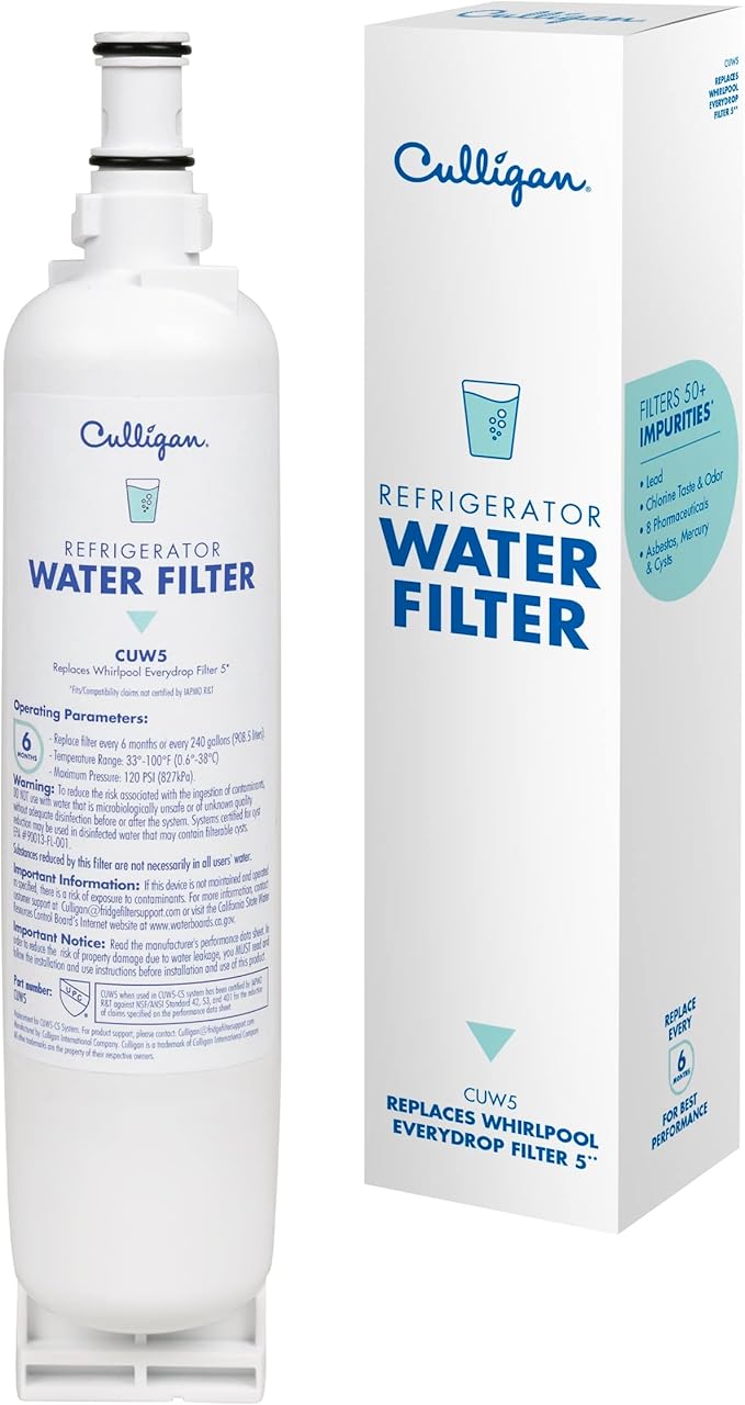 Culligan CUW5 Refrigerator Water Filter | Replacement for Whirlpool Water Filter 5 (EDR5RXD1) | Replace Every 6 Months | Pack of 1
