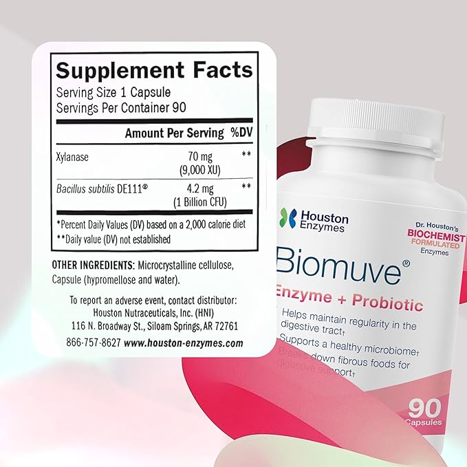 Biomuve – 120 Capsules | Professionally Formulated to Maintain Regularity & Healthy Bowel Movements | Unique Combination of Enzymes, Probiotics, Prebiotics & Botanicals
