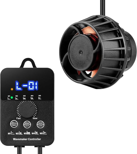 2100GPH Aquarium Wave Maker with Controller Mini DC 24V 12W Powerhead with Magnetic Mounting, Wavemaker with LED Display for 50 to 100 Gallon Tank