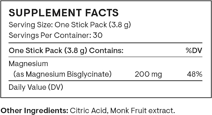 THORNE - Magnesium Bisglycinate - Powdered Magnesium Formula - Support Restful Sleep, Muscle Relaxation, Heart Health, and Metabolism* - NSF Certified for Sport - 30 Servings - 0.13 Oz per Stick Pack
