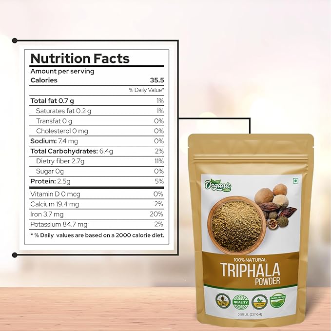Triphala Powder – Sundried Amla, Bibhitaki and Haritaki Fruits- 227 Gram Pack of 1