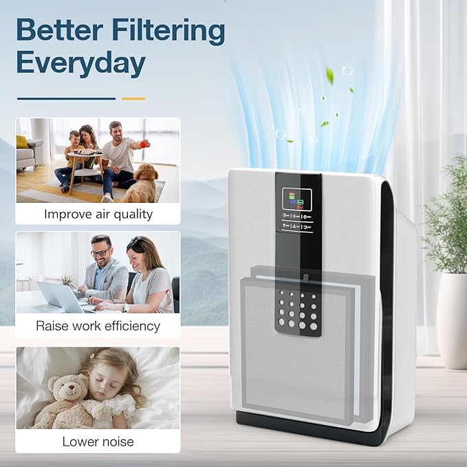 HSP001 Filter Replacement Compatible with HATHASPACE Air Purifier Filters HSP001, 4-in-2 Filtration with H13 True Hepa and Activated Carbon