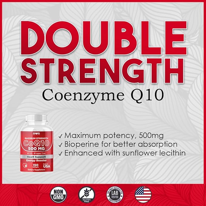 Dr. JOEL'S MOM Nutrix CoQ10 500mg – Cellular Energy Production Support – Best Absorption with Bioperine – 150 Softgels – Made in USA