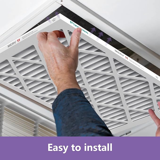 12x12x1 AC Furnace Air Filter MERV 11 MPR 1000 (6 Pack) Pleated HVAC Furnace Air Conditioner Filters (Exact Dimensions: 11.81"L x 11.81"W x 0.79"Th)