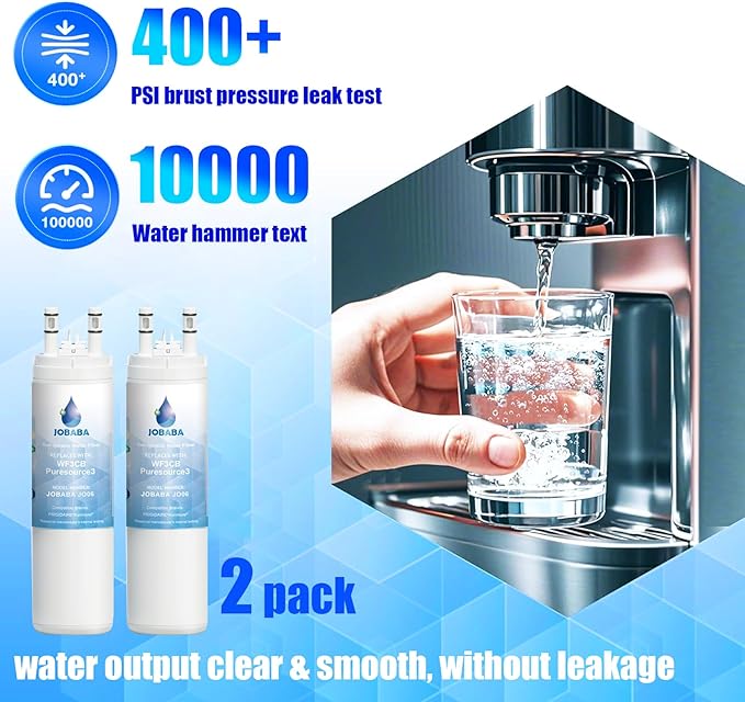 WF3CB Water Filter Replacement - Compatible with Frigidaire WF3CB, PureSource 3, 706465, 242086201, 242069601, PS3412266, AP4567491 Water Filter Replacement, Height 9 Inches, 2 Pack