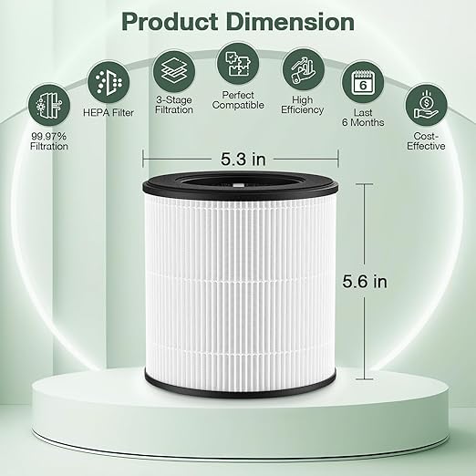 M05 B-D02L Replacement Filter Compatible with MOOKA M05/ B-D02L Air Purifi-ers, for KOIOS B-D02L, for VEWIOR B-D02U, HEPA Filter and Activated Carbon Filtration for M05/ B-D02L, 2 Pack, White