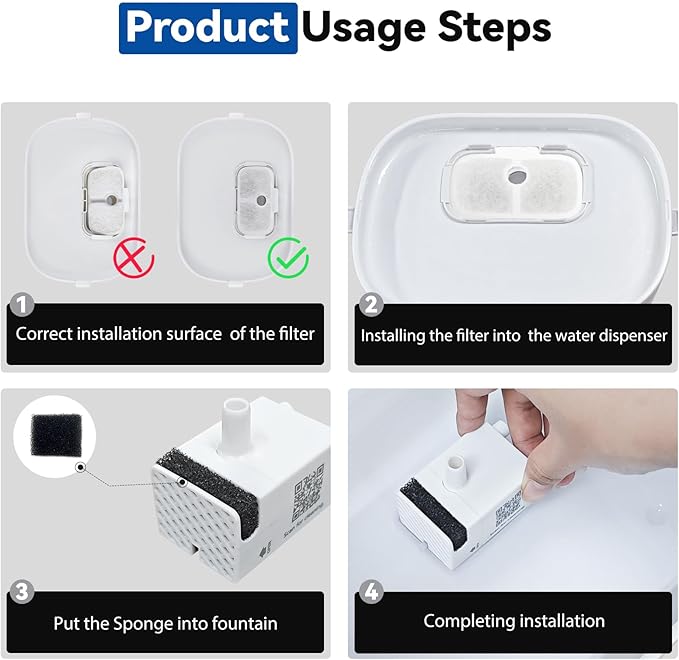 24 Packs for Petlibro Cat Water Fountain Filters Replacement, Compatible with PETLIBRO®Dockstream Cat Water Fountain PLWF005 PLWF115 PLWF105 (12 Replacement Water Filters + 12Pre-Filter Sponges)