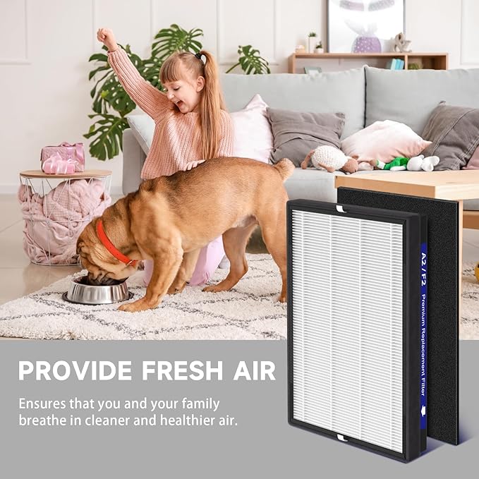 2 Pack A2 F2 True HEPA Replacement Filter Compatible with 3M Filtrete Room Purifier Models FAP-C02-A2, FAP-C03-A2, FAP-T03-A2, FAP-C02WA-G2, FAP-C03BA-G2, FAP-T03BA-G2, FAP-SC02N, Part # 1150101