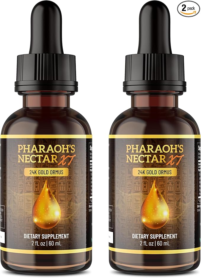 Ultra-Pure, 99.9% Liquid Gold - 24K Monoatomic Gold Ormus - Third Eye Awakening, Pineal Gland Decalcification, Awaken DNA, Unlock Light Speed Manifestation - Pharaoh's Nectar XT, 2 Pack