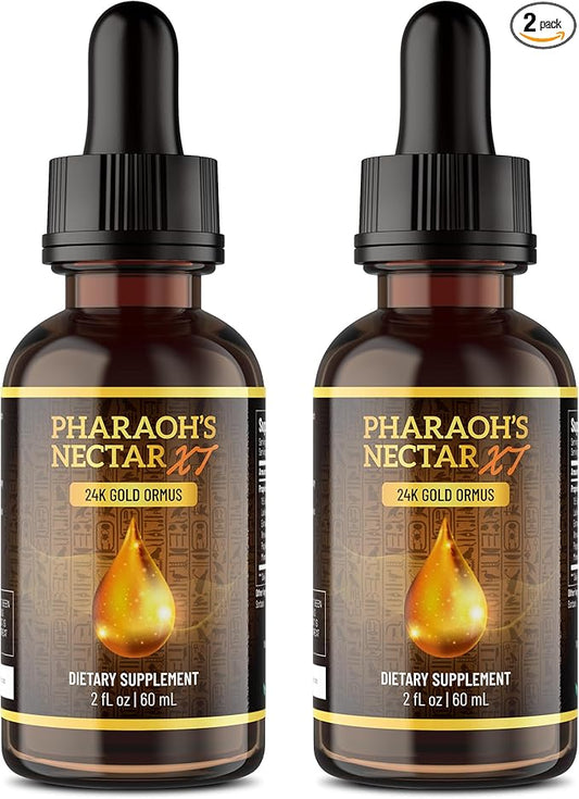 Ultra-Pure, 99.9% Liquid Gold - 24K Monoatomic Gold Ormus - Third Eye Awakening, Pineal Gland Decalcification, Awaken DNA, Unlock Light Speed Manifestation - Pharaoh's Nectar XT, 2 Pack