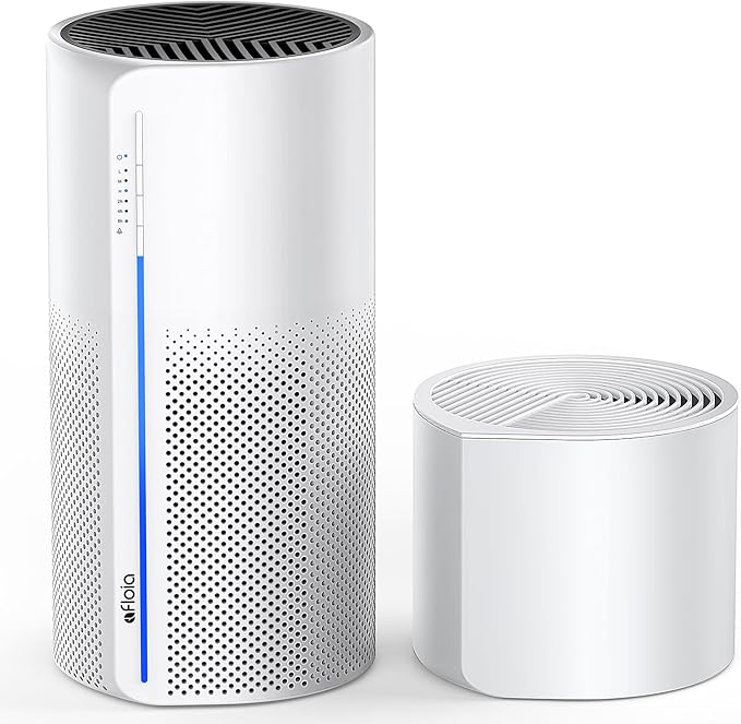 Afloia 2-in-1 Air Purifier & Humidifier Combo, Advanced 3-Stage Filtration, Whisper-Quiet Operation, Auto Shut-Off, 7-Color LED Light, Ideal for Pet Allergies & Smoke (White)