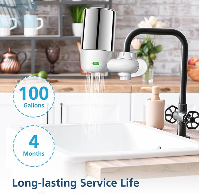 2-pack Faucets Filter Cartridge Replacement, Compatible with Brita® Faucet Water Filtration System, Brita® 36311, 36313, FR-200, FF-100, Silver