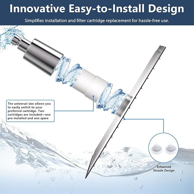 Lordear Filtered Shower Head 12 Inch Stainless Steel Square Shower Head, High Pressure Showerhead for Hard Water,Ceiling or Wall Mounted Waterfall Shower (Chrome)