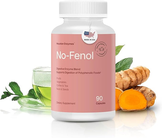 No-Fenol - Digestive Enzyme Supplement for Polyphenolic Digestion and Fruits & Vegetable Fibers - Digestive Enzymes for Women and Men (90 Capsules)