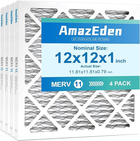 12x12x1 Air Filter MERV 11 (4-Pack) MPR 1000 FPR 7 HVAC Furnace Filters Pleated Dust Defense Air Conditioner Replacement Filters for Home (Exact Dimensions: 11.81"x11.81"x0.79")