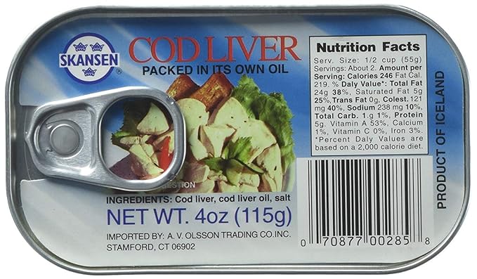 Skansen Cod Liver Packed in Own Oil (115 g) From Iceland pack of 3