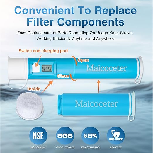 Membrance Replacement (2 Pack) for Water Filter Straw, Portable Replacement Filter for Camping, Hiking & Emergency Preparedness