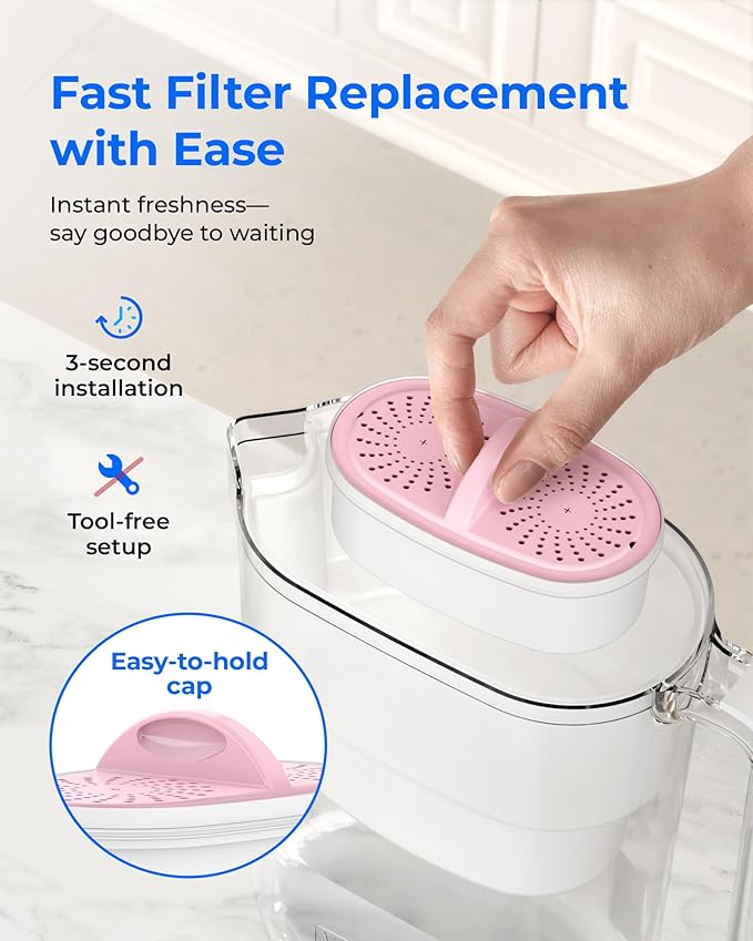 [Original] Waterdrop Magnesium Replacement Filters for All Waterdrop Pitcher and Dispenser, Reduces Chlorine, Odors, Improved Coffee Taste, Last Up to 2 Months or 100 Gallons (1 Pack)