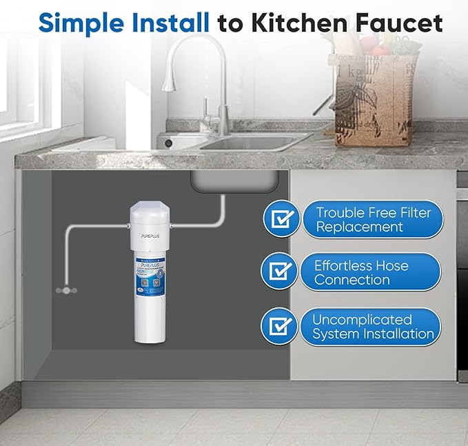 PUREPLUS WFC5300A Under Sink Water Filter, 22000 Gallons, 99.99% Chlorine Reduction, NSF/ANSI Certified, Replacement for WFS5300A Under Counter Water Filtration System