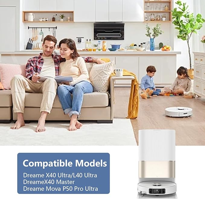 Yivy 21 Pcs Parts for Dreame X40 Ultra/L40 Ultra /X40 Master/Mova P50 Pro Ultra/Mova P10 Pro Ultra replacement: 4 Carbon HEPA filter, 4 Side Brushes,4Carbon dust Bags, 6 Mop Cloth