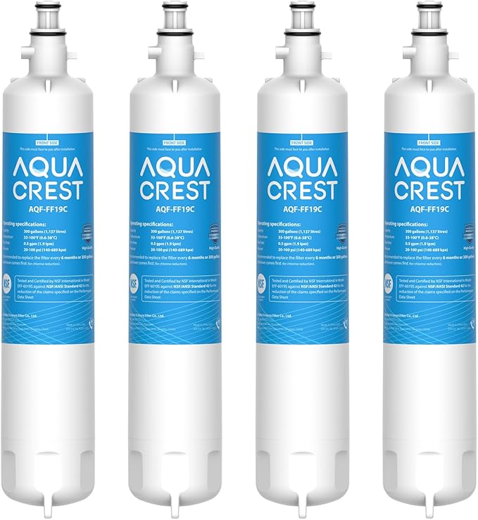 AQUA CREST Replacement for GE® RPWFE®, RPWF (with CHIP) Refrigerator Water Filter, Compatible with GYE22HMKES, GYS22GMNES, GYE22HBLTS, DFE28JSKSS, GFE28HMHES, GFE28GYNFS, 4 Filters