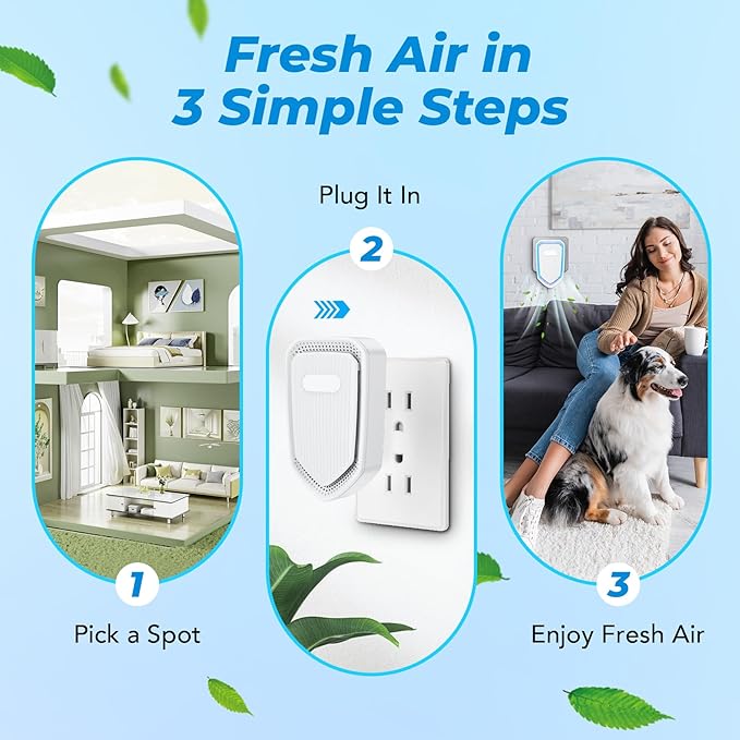 Air Ionizers Plug In Negative Ion Air Purifiers Quiet Air Freshener for Home Bedroom Office Basement - Portable Mini Air Cleaner Odor, Smoke, Dust, Pet Smell (6, White)