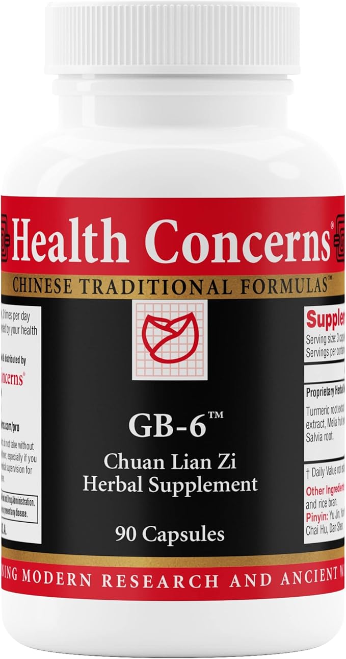 Health Concerns GB-6 – Gallbladder Support Supplement – Chuan Lian Zi Herbal Formula – Natural Gallstone Support – Bupleurum, Turmeric, Dandelion Root Extracts– Chinese Herbal Capsules – 90 Capsules