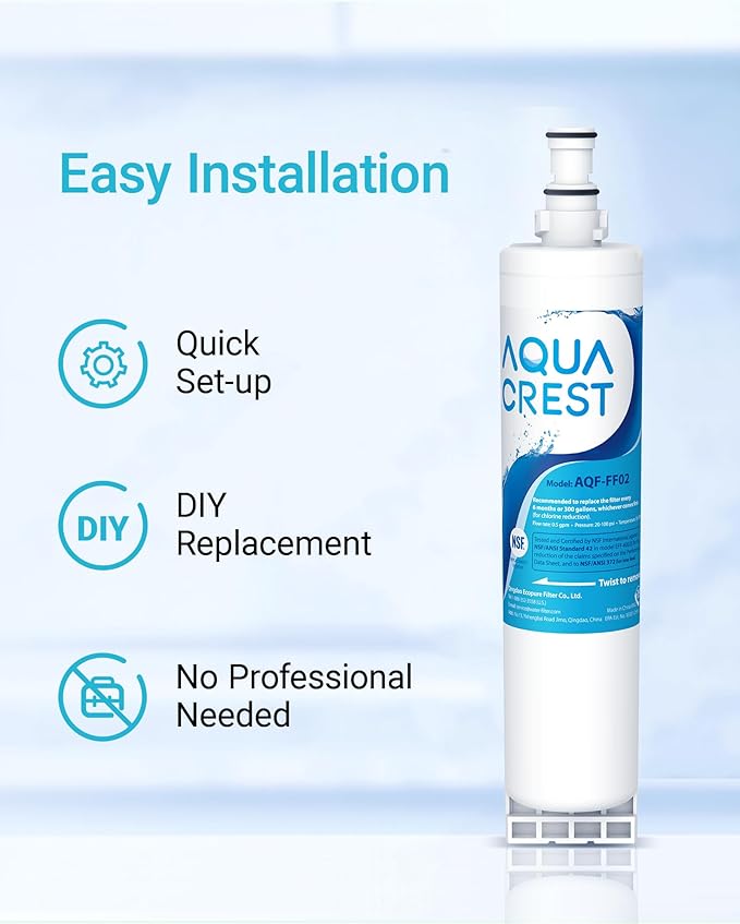 AQUA CREST 4396508 Refrigerator Water Filter Replacement for Whirlpool® WF-NLC240V, NL300, 4392857, 4396510, 4396509, 4396547, LC400V, 4396510p, PNL240V, EveryDrop® Filter 5, EDR5RXD1, 3PACKs