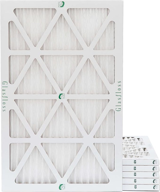 Glasfloss 18x25x1 MERV 10 (FPR 5-6) Pleated Air Filters Box of 6. Actual Size: 17-1/2 x 24-1/2 x 7/8