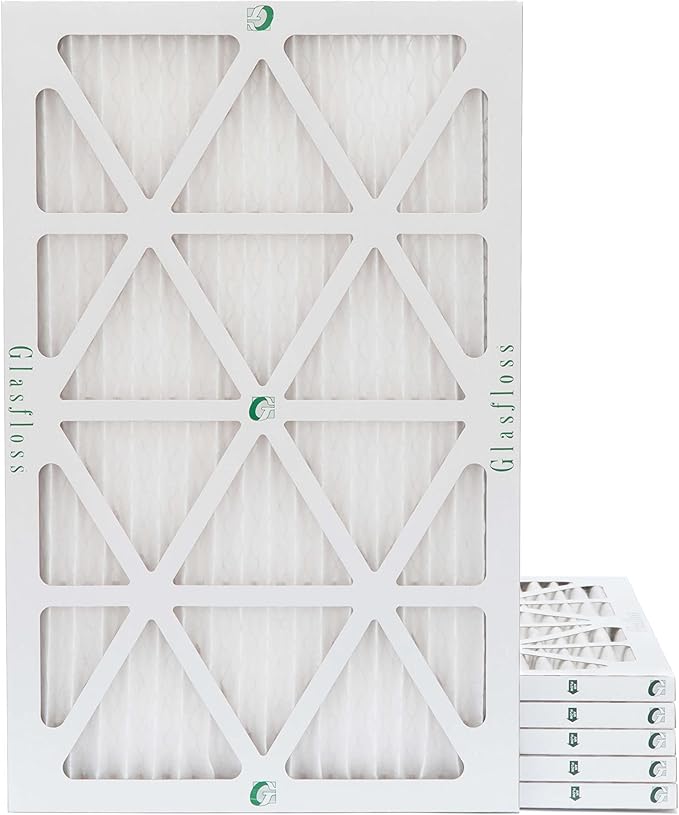 Glasfloss 16x24x1 MERV 10 (FPR 5-6) Pleated Air Filters Box of 6. Actual Size: 15-1/2 x 23-1/2 x 7/8