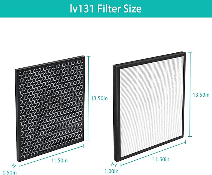 for LEVOIT LV-PUR131 Air Purifier Replacement Filter 4 Filters & 4 True Activated Carbon Filters Set Pre Compatible with 3Stage Filtration LV-PUR131S and LV-PUR131- RF, 4 Pack
