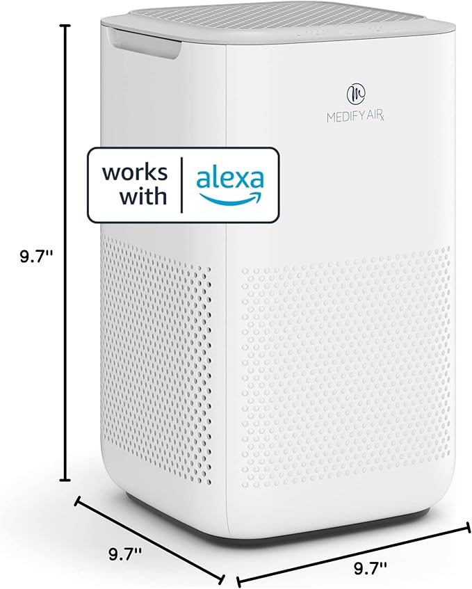 Medify MA-15 SMART Air Purifier | True HEPA H13 Filter | Works with Alexa, Certified for Humans | 660 ft² in 1hr for Removal to 0.1 microns for Wildfire Smoke, Odors, Pollen, Pets | White,1-Pack