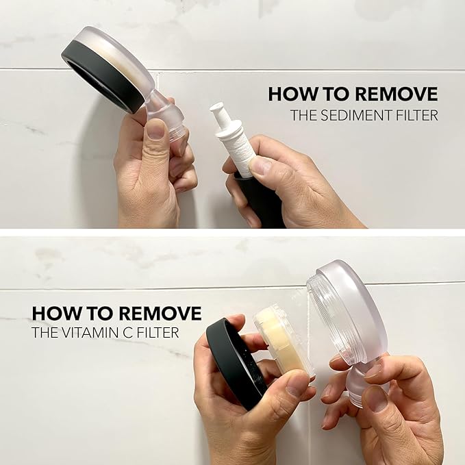 Barumi Pluo Handheld Filtered Shower Head - Black Finish | Vitamin C Filter for Healthy Skin & Hair | High Pressure Soft Spray | Dual Filtration Removes Chlorine & Impurities | Gentle Shower for Pets