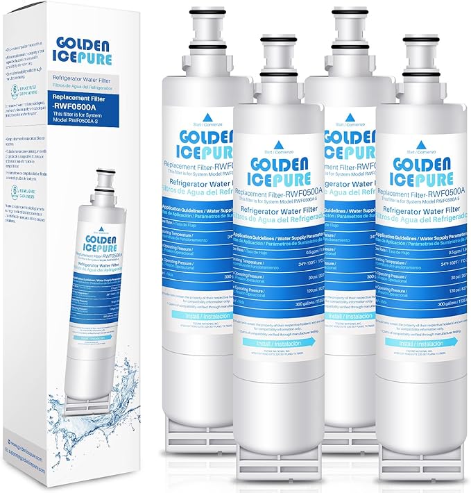 GOLDEN ICEPURE 4396508 Refrigerator Water Filter Replacement for EveryDrop Filter 5, EDR5RXD1, 4392857, 4396510, Clch100, 46-9010, NLC240V, 8212491, WF285 4PACK