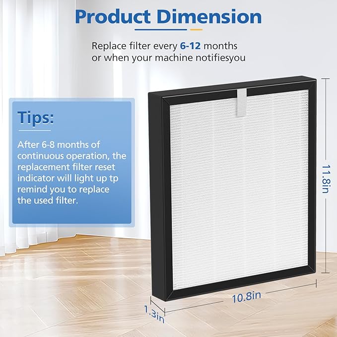 LINNIW TZ-K2 Replacement Filter Compatible with ToLife Air Purifier TZ-K2, 3-in-1 Filtration Systemwith Activated Carbon & Pre-filter, TZ-K2-A replacement filter, 2 Pack