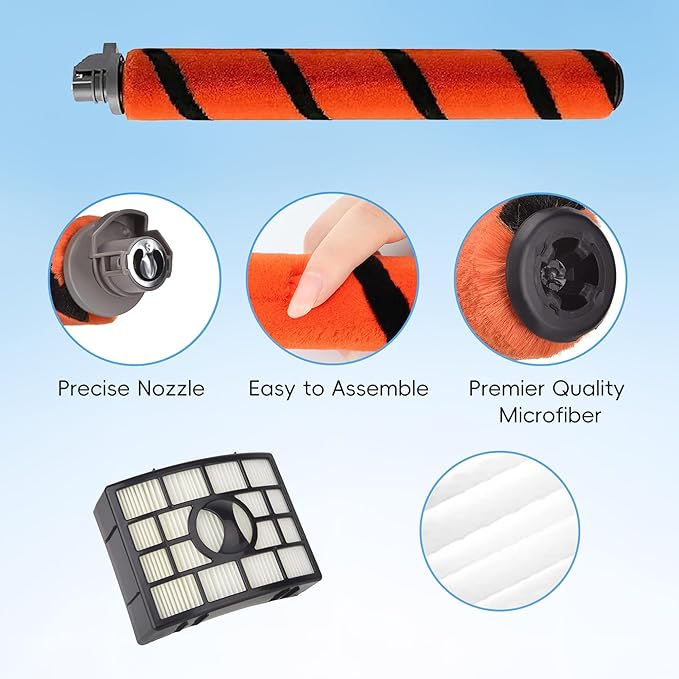 Foam Hepa Filter Brushroll Roller for Shark APEX DuoClean Lift-Away AX950 AX951 AX952 AZ1000 40 AZ1000W AZ1002 40 AZ1002BRN ZU881 ZU885 NV830 NV831 NV835 vacuum,part # 1173FT950,XFF650 and XHF650