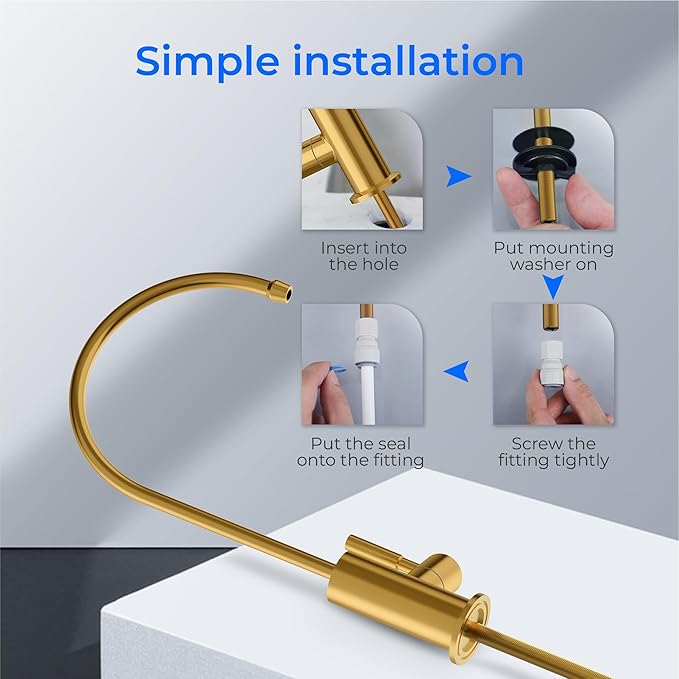 Waterdrop Reverse Osmosis Drinking Water Faucet Stainless Steel, Lead-Free，Gold