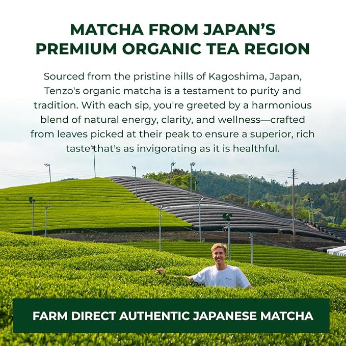 Tenzo Matcha Green Tea Powder - USDA Organic Ceremonial Grade - Paleo, Kosher, Vegan - Authentic Japanese Matcha Tea - Original Latte Powder (14.11 Ounce)
