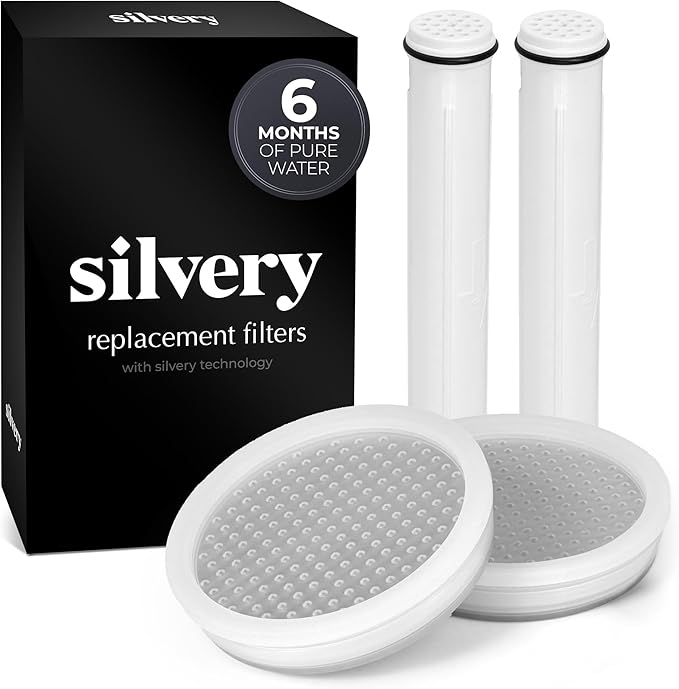 Silvery High Pressure Filtered Shower Head - Dermatologist-Approved Clean Water with Silvery Technology™ Filter - Showerhead Removes Impurities for Healthier Skin (Handheld Replacement Filters)