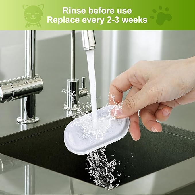 12 Pack Cat Water Fountain Filters, Replacement Filters & Pre-Filter Sponges for 3.2L/108Oz & 67oz/2L Stainless Steel Pet Fountain