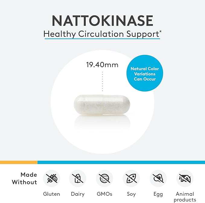 XYMOGEN Nattokinase - Nattokinase 2000 FU Blood Pressure Supplements - Heart Health, Circulation & Blood Pressure Support - Gluten Free, Vegan, Non GMO (120 Capsules)