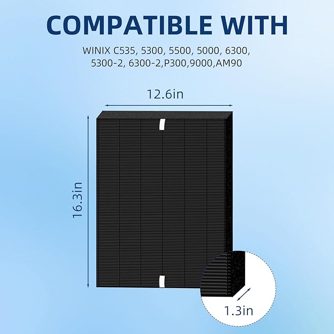 APPLIANCEMATES Upgraded C535 HEPA Replacement Filter A Compatible with Winix Plasmawave C535 5300 5300-2 6300 6300-2 P300 Air Purifier(Black)