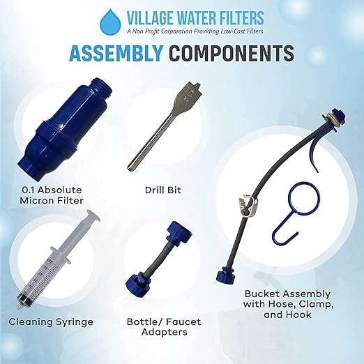 VF100 Portable Water Filtration System. Personal Emergency Gravity Water Filter for Camping, Hiking, Backpacking, Travel, and Outdoor Survival. Works with Bottle, Bag, Bucket, Faucet, or Hose