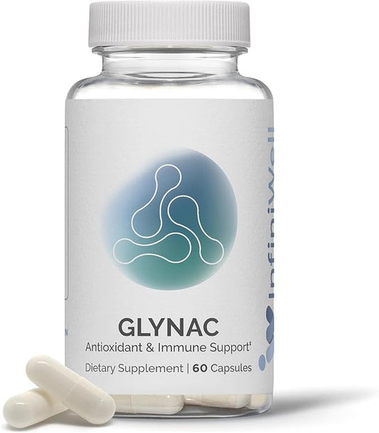 InfiniWell GLYNAC - Glycine & N-Acetyl Cysteine (NAC) Supplement - Promote Antioxidant Support, Cellular Health, Detoxification & Longevity Through Glutathione Synthesis (60 Capsules)