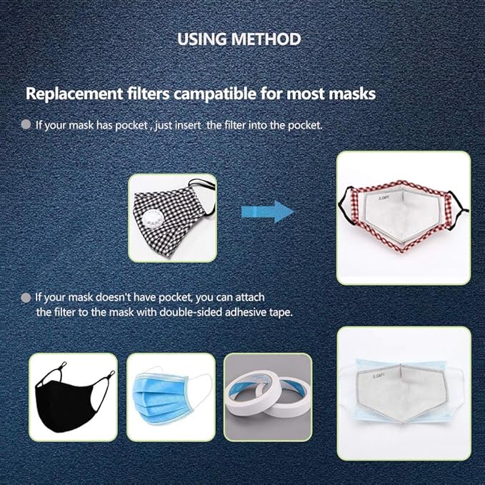 120PCS New Upgrade 3D PM2.5 Activated Carbon Filter Insert Adult Five Layers 3D Cutting PM 2.5 Filter Dustproof Air Pollution Replaceable Paper Larger Protection Area
