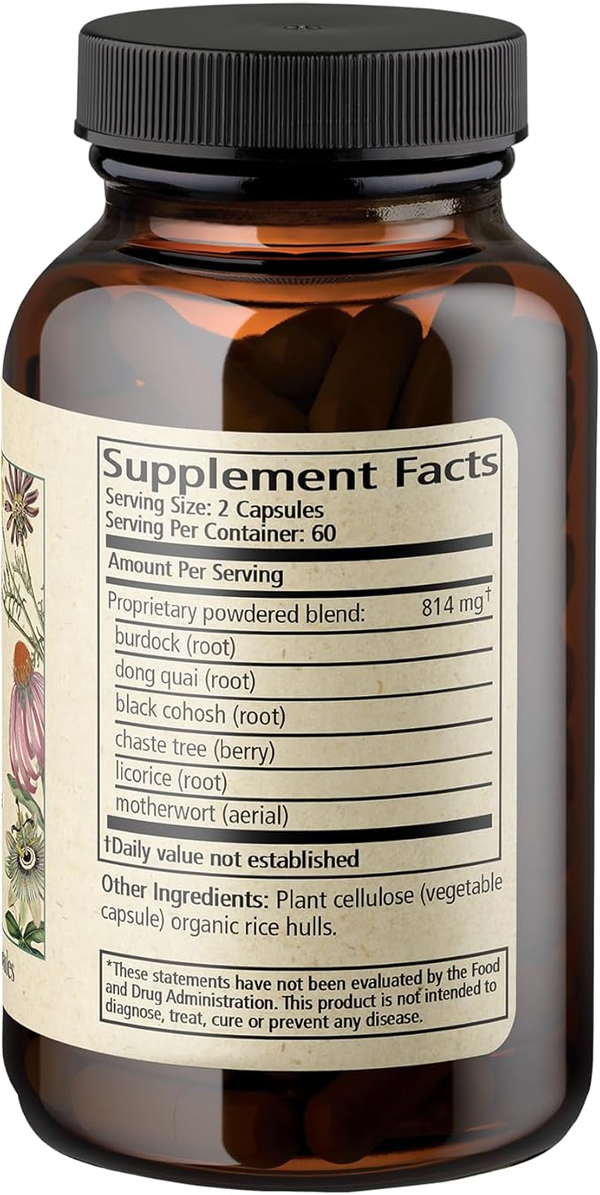 Wise Woman Herbals Women's Menocaps Non-GMO Herbal Blend for Menopause Support, Hot Flashes, Night Sweats, Mood Support, Emotional Balance, Hormonal Support 120 Veg Caps