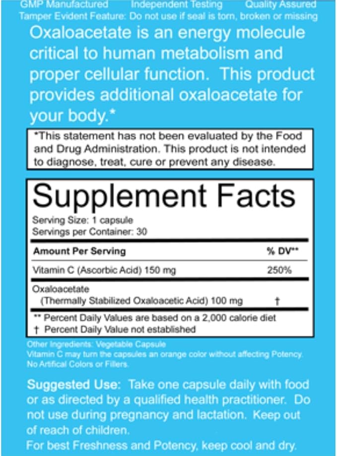 Benagene Oxaloacetate Supplement - Supports Cellular Energy, Healthy Metabolism, & Body Regulation - Thermally Stabilized with Vitamin C - Non-GMO & Vegan - Once Daily (90 Servings)
